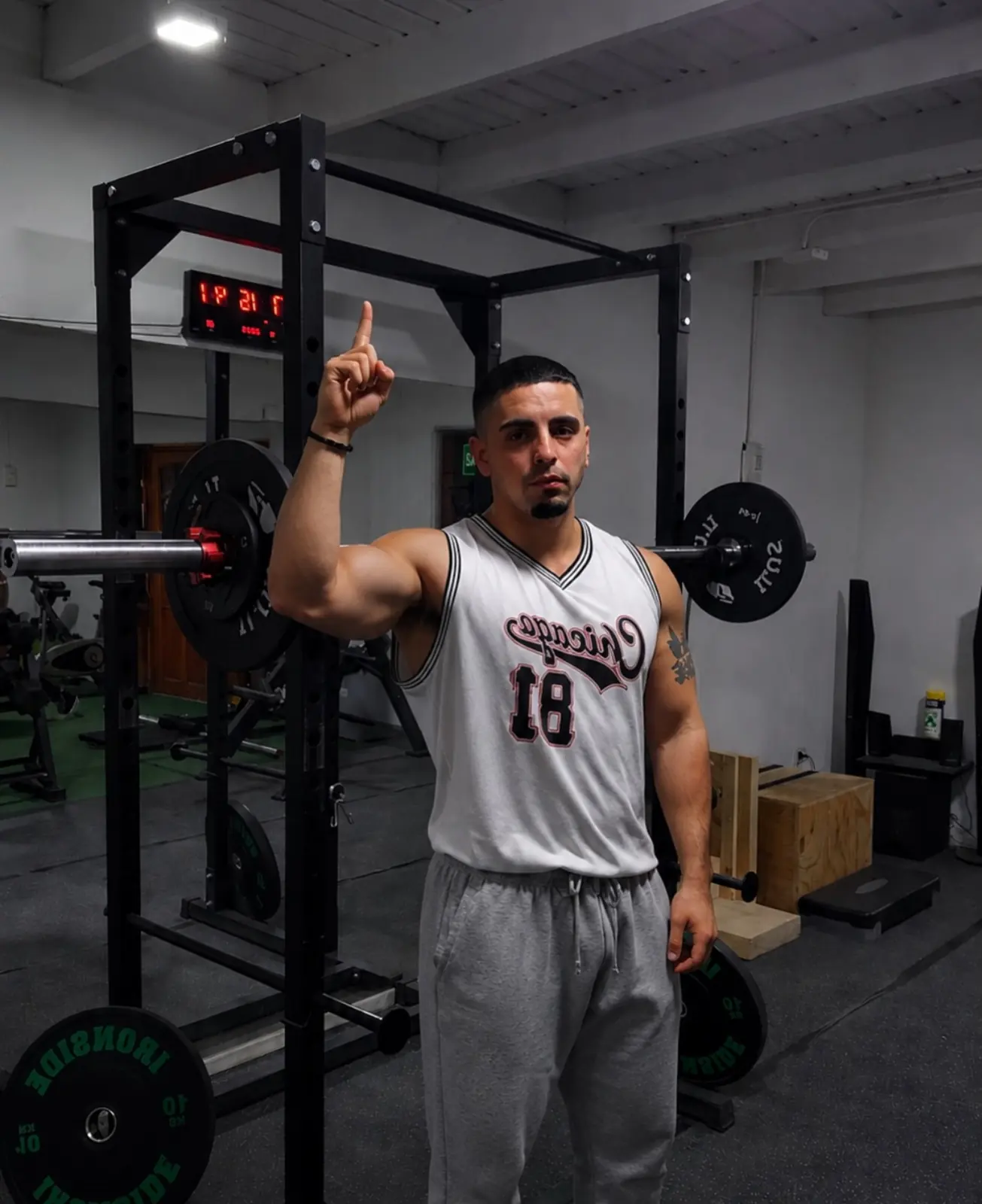 Persona junto al rack en la sala de Authentic GYM LC